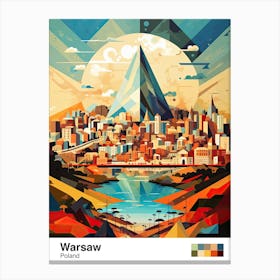 Warsaw, Poland, Geometric Illustration 4 Poster Canvas Print