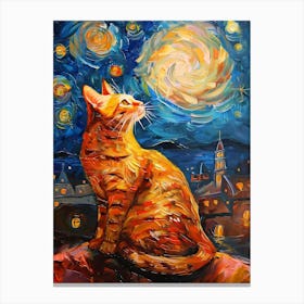 Cat Starry Night Canvas Print