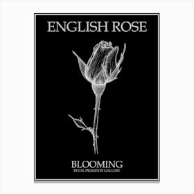 English Rose Blooming Line Drawing 1 Poster Inverted Canvas Print