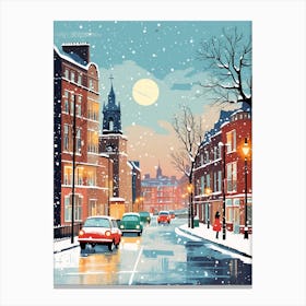 Winter Travel Night Illustration Liverpool United Kingdom 1 Canvas Print