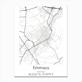 Emmaus,United States Minimalist Map Canvas Print