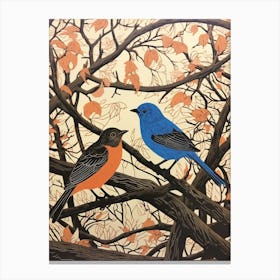 Art Nouveau Birds Poster Bluebird 2 Canvas Print