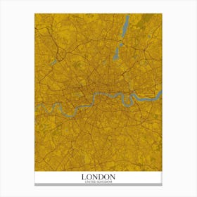 London Yellow Blue Map Canvas Print