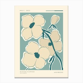 Winter flowers Anemone, Flower market, Neutral retro poster, Abstract flowers Canvas Print