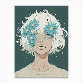 Girl With Flowers On Her Head 7 Canvas Print