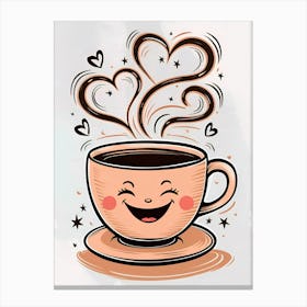 Coffee Cup With Hearts Canvas Print