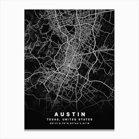 Austin Texas USA Black Map Canvas Print