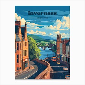 Inverness Scotland Streetview Digital Travel Art Canvas Print