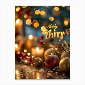 A Sophisticated Calligraphic Rendering Of A Merry Christmas 2024 Greeting The Elegant Letters Of (3) Canvas Print