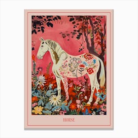 Floral Animal Painting Horse 2 Poster Canvas Print