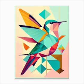 Hummingbird And Geometric Shapes Bold Graphic Canvas Print