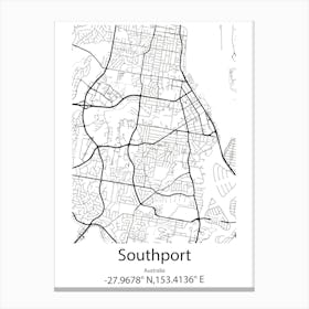 Southport,Australia Minimalist Map Canvas Print