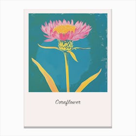 Cornflower 2 Square Flower Illustration Poster Canvas Print