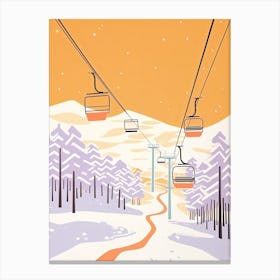 Stowe Mountain Resort   Vermont, Usa, Ski Resort Pastel Colours Illustration 1 Canvas Print
