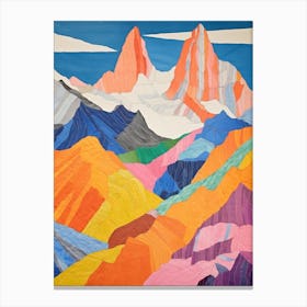Mount Cook New Zealand 1 Colourful Mountain Illustration Canvas Print