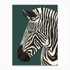 Jungle Safari Zebra on Dark Teal Canvas Print