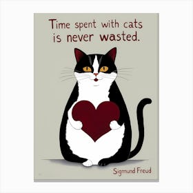 Time Spent With Cats Is Never Wasted - Sigmund Freud Canvas Print