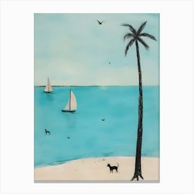 Dog On The Beach Canvas Print