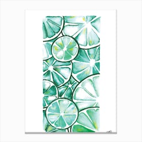 Watercolour Lime Slices Canvas Print