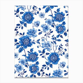 Blue And White Floral Pattern 2 Canvas Print