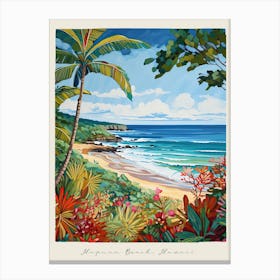 Poster Of Hapuna Beach, Hawaii, Matisse And Rousseau Style 3 Canvas Print