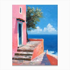 Pink House By The Sea Canvas Print