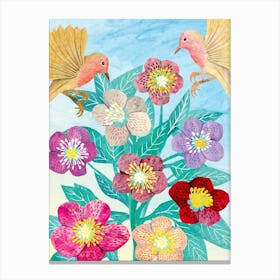 Birds And Flowers Canvas Print