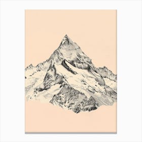 Monte Rosa Switzerland Italy Color Line Drawing (8) Canvas Print