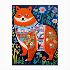 Maximalist Animal Painting Red Panda 1 Canvas Print