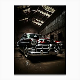 Old Car In A Garage 1 Canvas Print