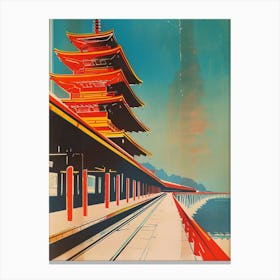 Japan Coastal Travel Scene Mid Century Modern Canvas Print