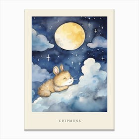 Baby Chipmunk 5 Sleeping In The Clouds Nursery Poster Canvas Print