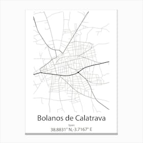 Bolanos De Calatrava,Spain Minimalist Map Canvas Print