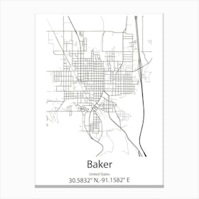 Baker City,United States Minimalist Map 1 Canvas Print