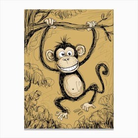 Monkey In The Jungle Drawing Canvas Print