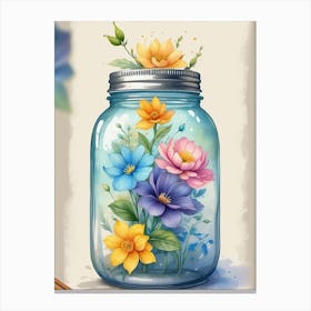 Flowers In A Jar Canvas Print