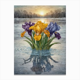 Irises In The Water Canvas Print