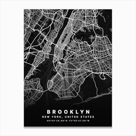 Brooklyn New York USA Black Map Canvas Print