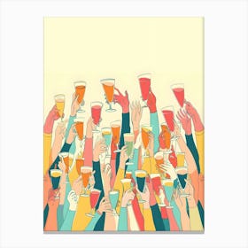 Happy People Holding Glasses Of Wine Canvas Print