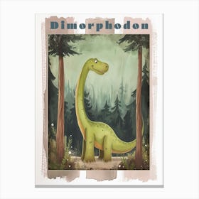 Cute Cartoon Dimorphodon Dinosaur Watercolour 1 Poster Canvas Print