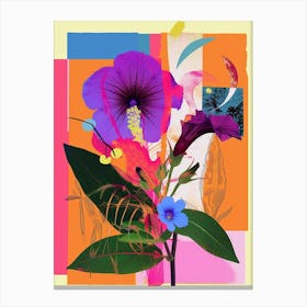 Petunia 1 Neon Flower Collage Canvas Print