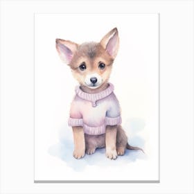 Baby Animal Watercolour Wolf 2 Canvas Print