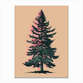 Cedar Tree Colourful Illustration 1 1 Canvas Print