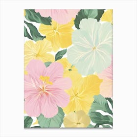 Hibiscus Pastel Floral 3 Flower Canvas Print