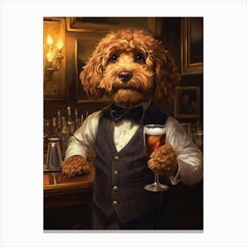 Cockapoo Having A Drink At The Bar Canvas Print