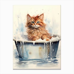 Somali Cat In Bathtub Bathroom 1 Canvas Print