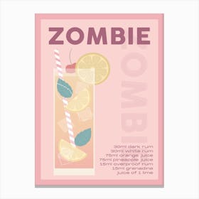 Pink And Burgundy Zombie Cocktail Canvas Print