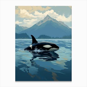 Blue Graphic Design Style Orca Whale 1 Canvas Print