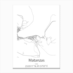 Matanzas,Cuba Minimalist Map Canvas Print