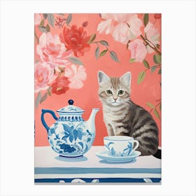Animals Having Tea   Cat Kittens 5 Canvas Print